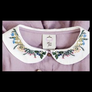 Son de flor embroidered classic dress in lavender